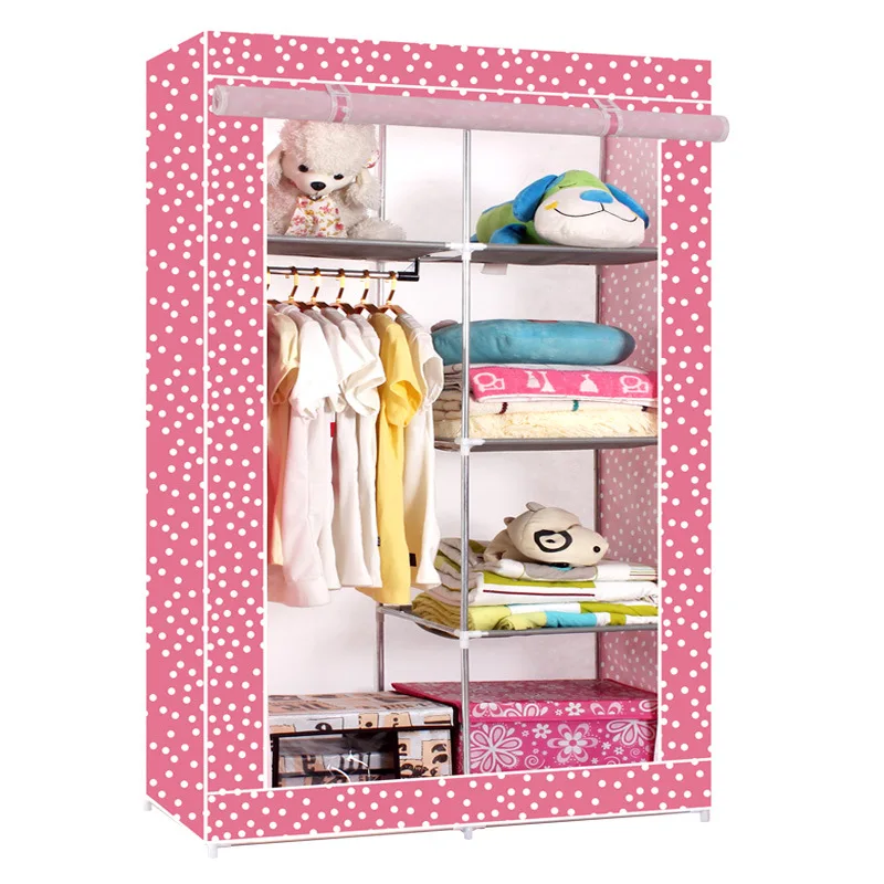 Folding Portable Wardrobe Cabinet Thicken Steel Frame Assembly