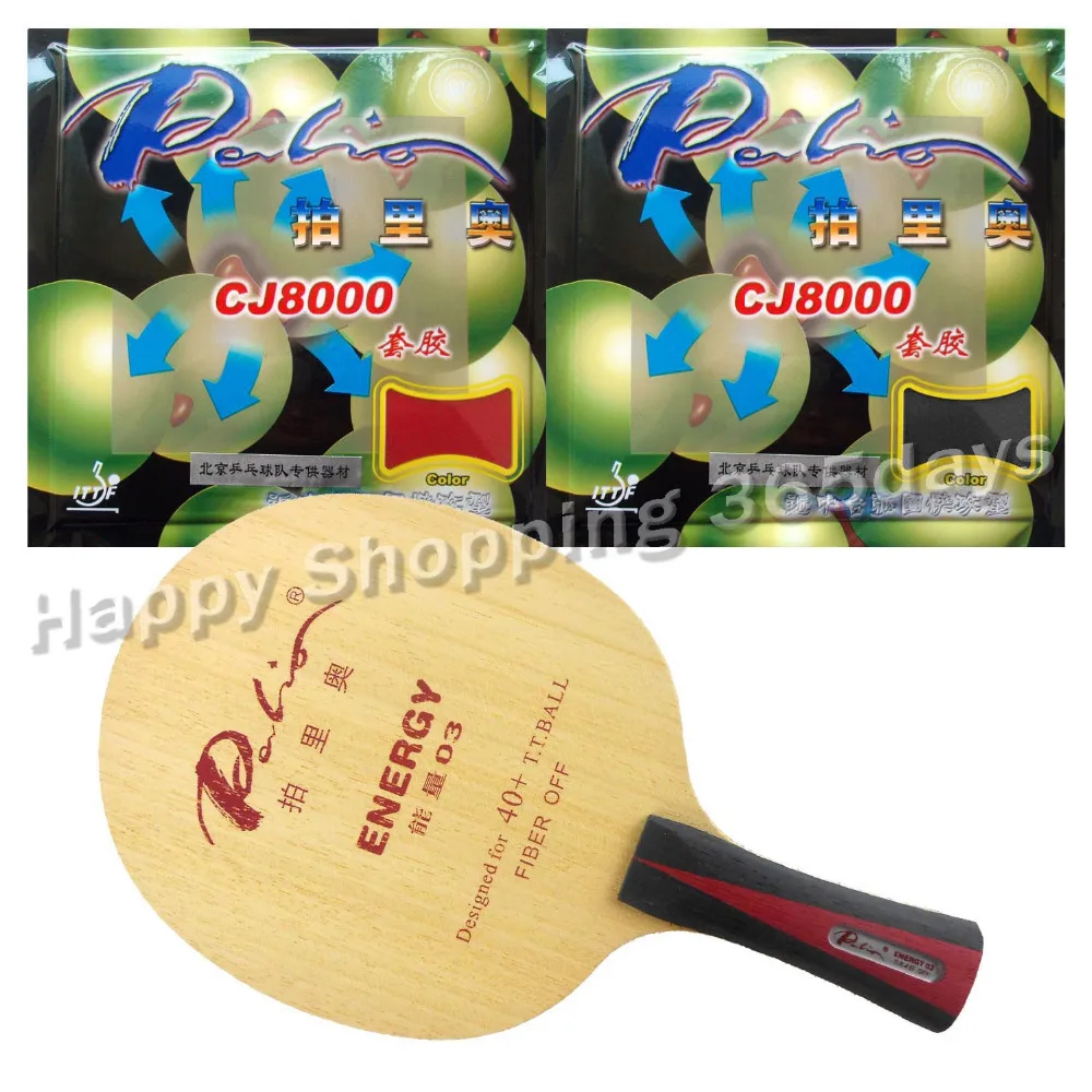 

Pro Table Tennis PingPong Combo Racket Palio ENERGY 03 Blade with 2x CJ8000 H40-42 Rubbers Long Shakehand FL