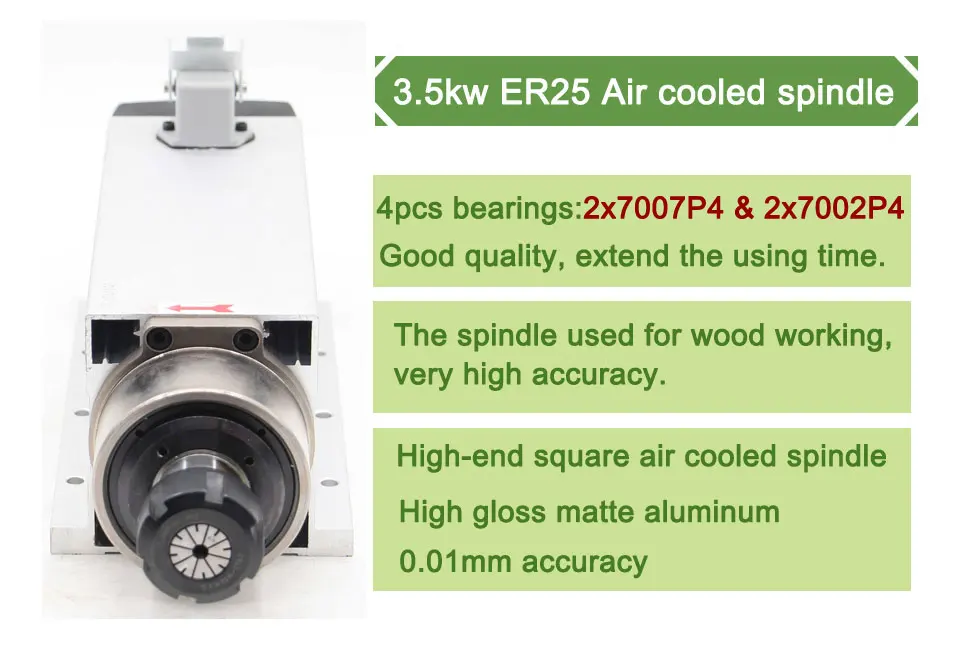 Новинка! 220 В/380 В кВт 4 подшипника с ЧПУ мотор шпинделя с воздушным охлаждением ER25 мотор воздушного охлаждения шпиндель керамический шариковый подшипник и инвертор 4 кВт