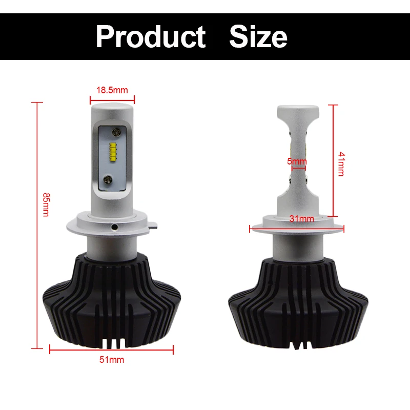 1 комплект H7 50 Вт 8000лм G7 светодиодный комплект фар для авто luxion ZES LUMI светодиодный 7-й безвентиляторный 6500K супер белый Одиночный луч H8 H9 H11 9012