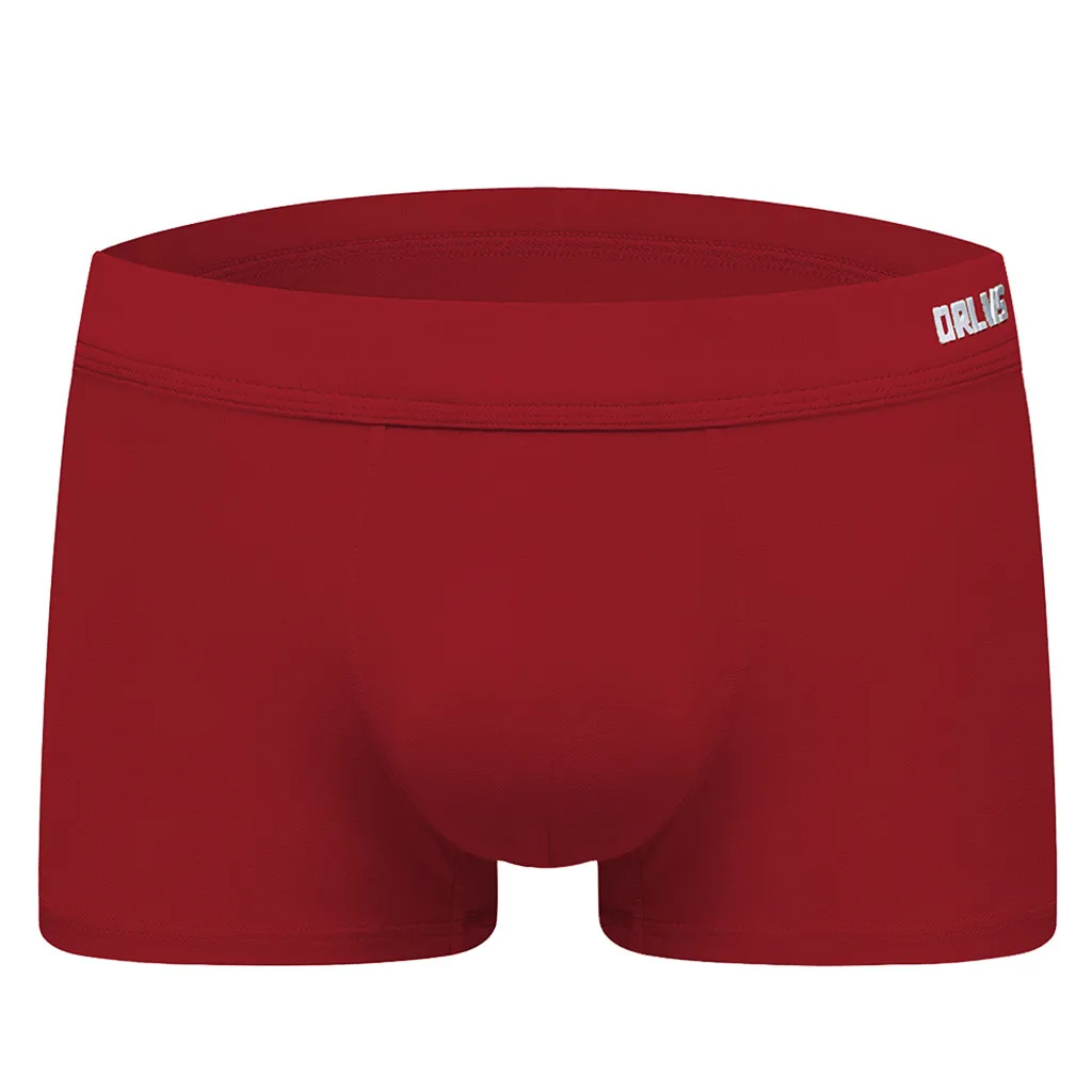Wine Red Мужские хлопковые трусы, мужские однотонные шорты, трусы, мужские мягкие, хотя и теплые трусы, мужские сексуальные трусы, vete men t homme - Цвет: Wine Red