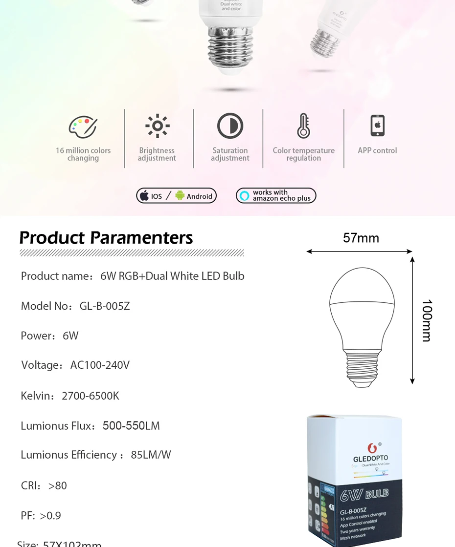 ZIGBEE 3,0 ZLL светодиодный 6 Вт 12 Вт RGB+ CCT лампа AC100-240V rgb и двойной белый e27 диммер Светодиодный светильник с регулируемой яркостью RGBW/RGBWW работа alexa