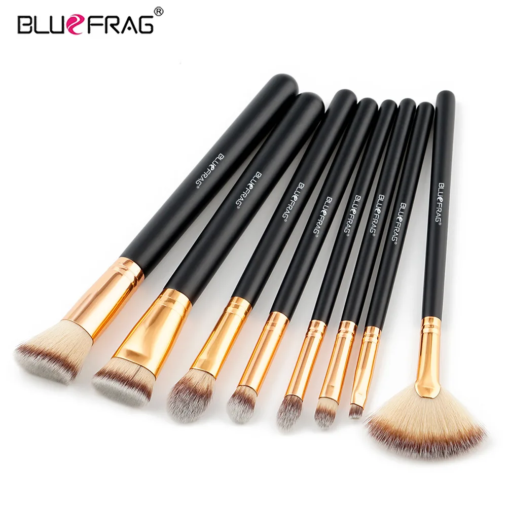 BLUEFRAG 8pcs New Arrival Makeup Brush Set Professional Powder Blending Blush EyeShadow Fan Brush Beauty Cosmetic Make Up Tools - Handle Color: Pink