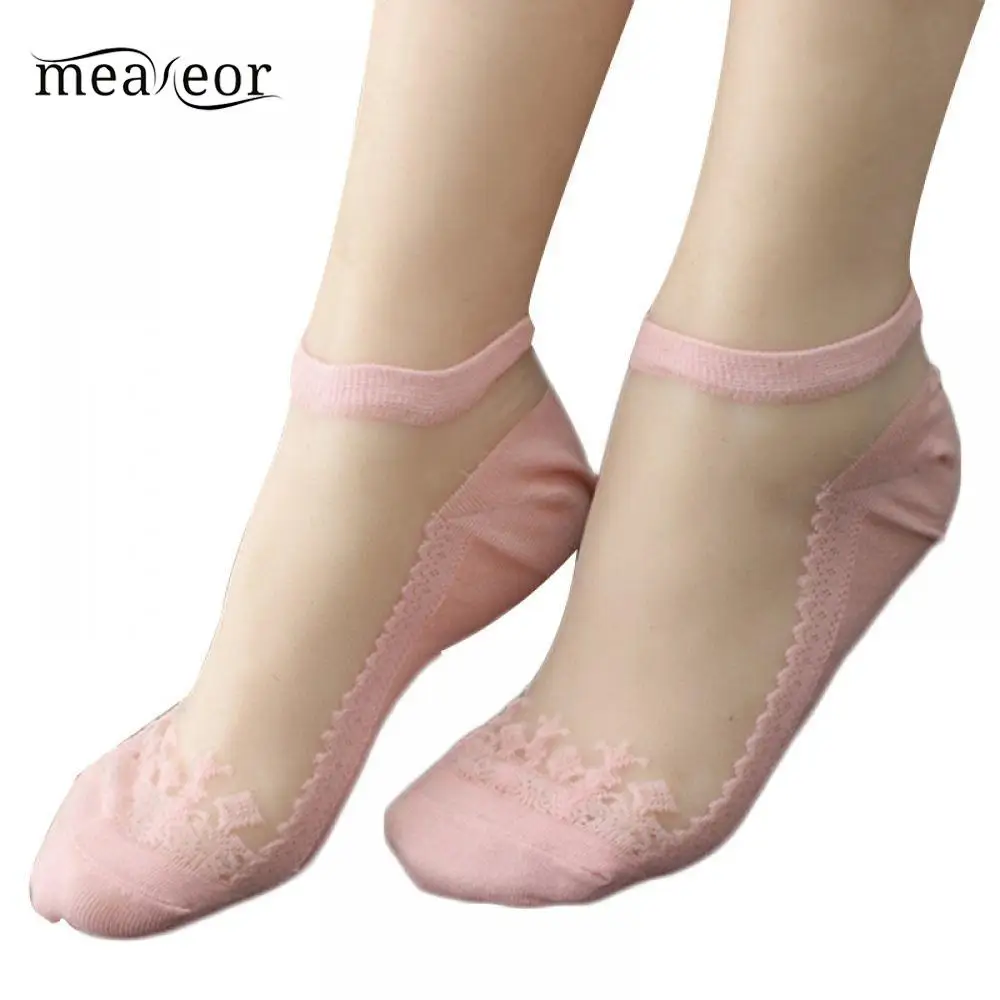 Meaneor/кружевные носки Модные низкие милые с принтом кота животных harajuku прозрачные
