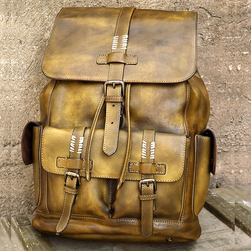 Mannen Rugzak Militaire Stijl Reistas Luxe Mens Koe Lederen rugzak Grote Capaciteit Retro Schoudertas Mannen Rugzak Militaire Stijl Reistas Luxe Mens Koe Lederen rugzak Grote Capaciteit Retro Schoudertas