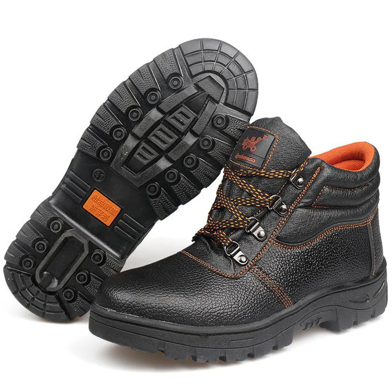 Защитная обувь со стальным носком; защитная обувь для мужчин; Рабочая обувь; Мужская водонепроницаемая обувь; зимняя износостойкая обувь; Размер 12; GXZ023 - Цвет: Black Safety Shoes