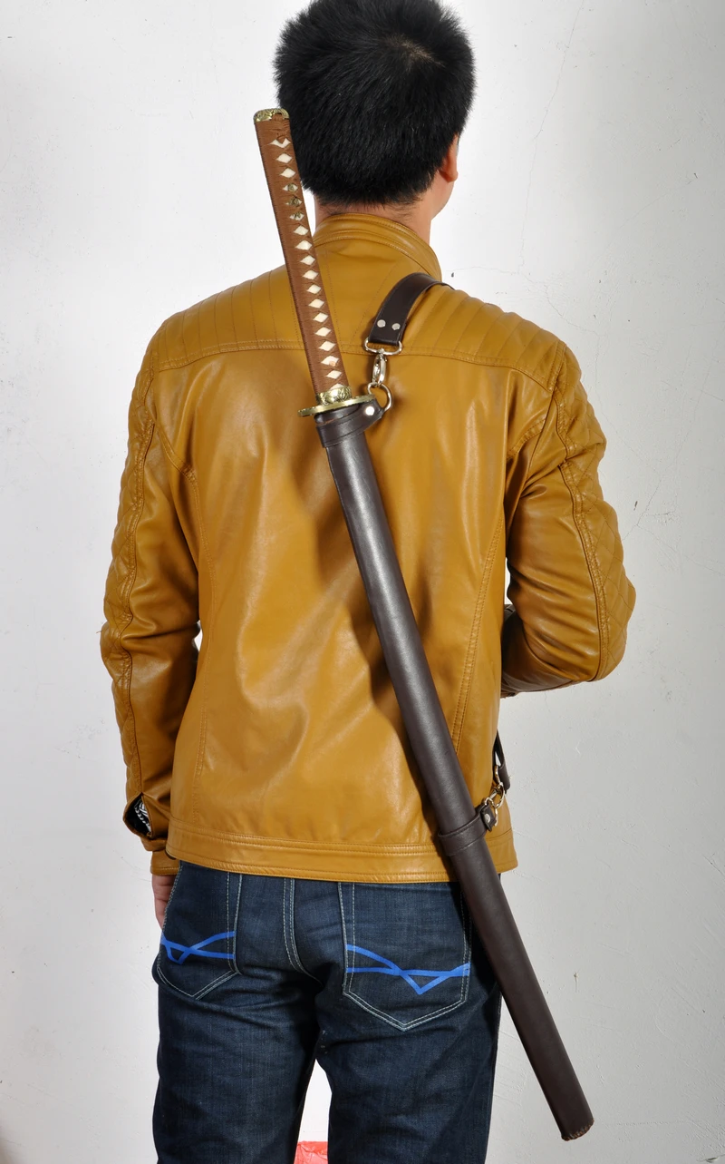 

Geniune Leather Saya Handmade Katana Samurai Japanese Sword Damascus Folded Carbon Steel Full Tang Sharp Blade Home Metal Decor