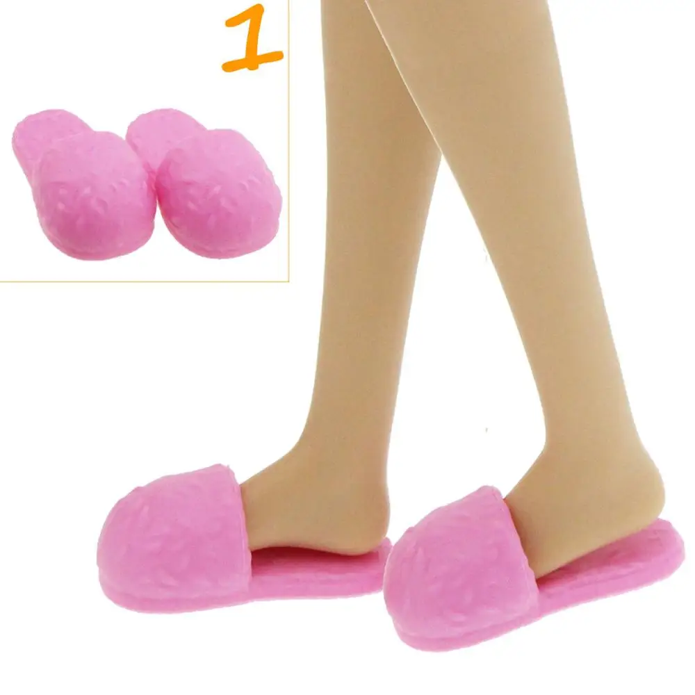 1 пара; летние сандалии на плоской подошве; тапочки; одежда для кукольного домика; аксессуары; обувь для куклы Барби; детские игрушки - Цвет: 1