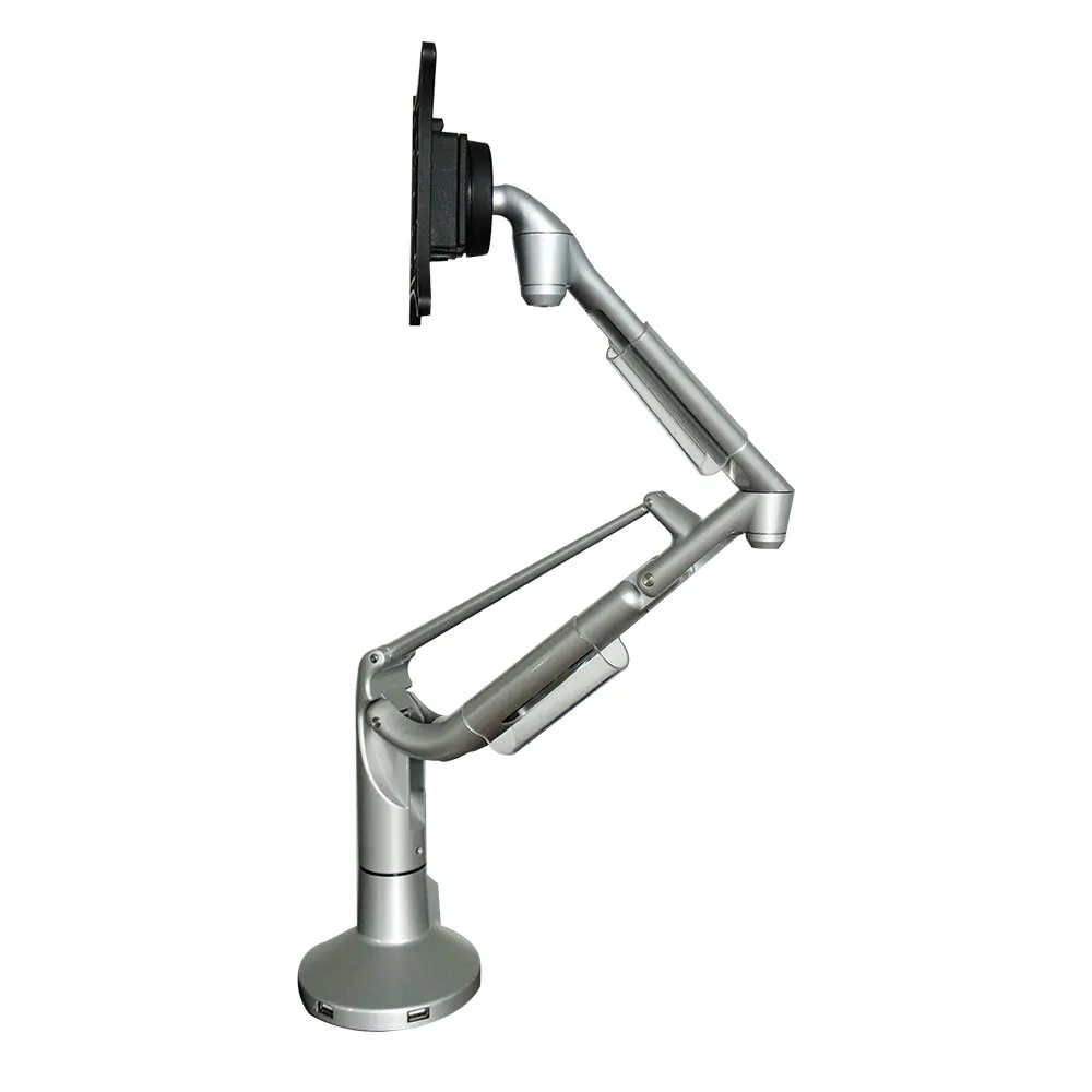 Настольный кронштейн для мониторов KROMAX OFFICE S1 silver (Наклонно-поворотный алюминий