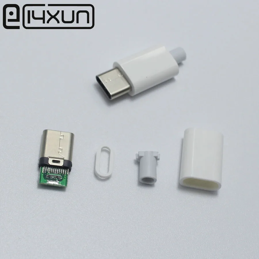 

1set USB 3.1 Type C Male Plug Welding Type White USB-C 4 in 1 PCB Connector For Apple iPhone 5 ipad ect