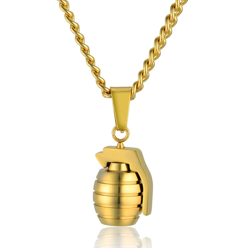 Хип-хоп ручной гранатовый пистолет пуля кулон с кубинской звеньевой цепью хипстер человек Золотой цвет ожерелье бомба кулон ожерелья дропшиппинг