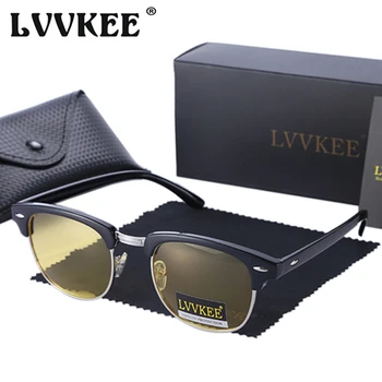 

LVVKEE Hot Classic Brand Polarized Night Vision Goggles Sunglasses Men Women Outdoor Semi Rimless Sun Glasses uv400 Oculo De Sol