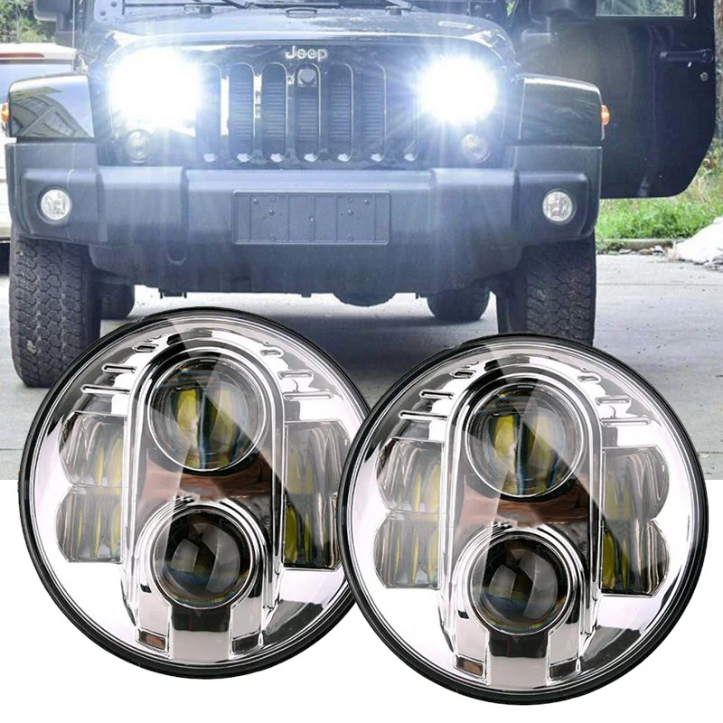 

2X 7" Inch Round Projector LED Headlgiht 80W High Low Beam 12V For Jeep Wrangler JK TJ LJ Niva 4x4 Sahara Rubicon Motorcycles