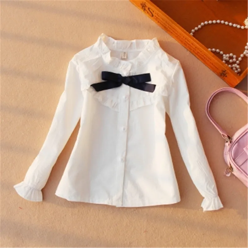 New 2017 Spring Fall Teenage Baby School Girl Blouse Cotton Girls Tops