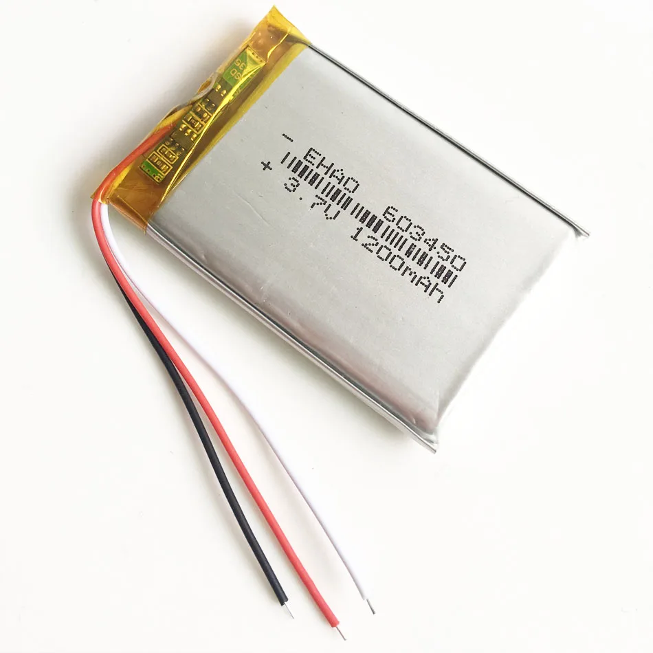 3 7 В 1200 мАч 603450 Литий полимерный литий аккумулятор провода для GPS PSP DVD мобильных