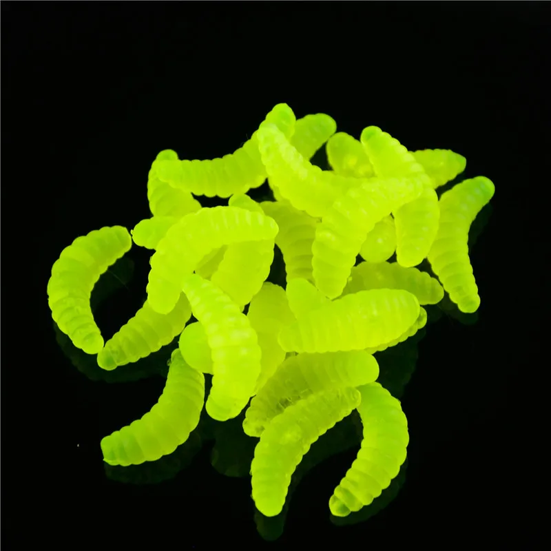 

60G/lot(About 120PCS 2cm 0.4g) Maggot Grub Soft Lure Baits Worms Glow Shrimps Fishing Lures