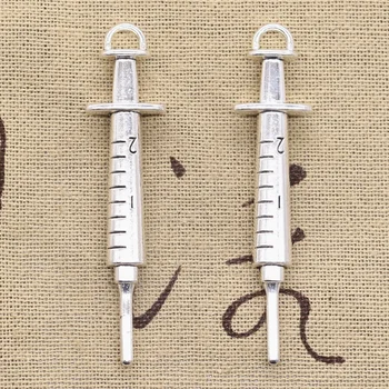 

4pcs Charms Doctor Syringe 62x6mm Antique Silver Color Plated Pendants Making DIY Handmade Tibetan Silver Color Jewelry