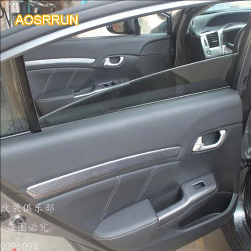 AOSRRUN для Honda Civic 9 th 2012 2013 интерьер модифицированное углеродное волокно модификация двери полосы украшает 4 шт