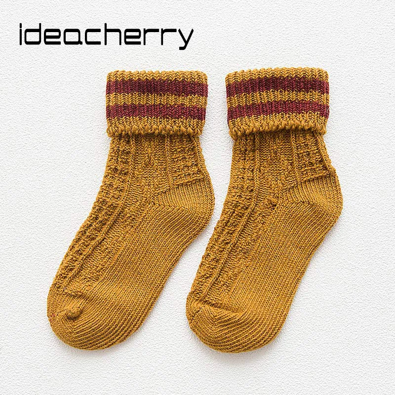 ideacherry Brand New Autumn Winter Baby Socks Double Bars Thick Line Cotton Anklet Child Sock Retro Boots Warm | Детская одежда и