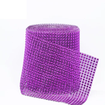 

HAOCHU 10Yards/roll Mesh Trim Wrap 24Rows Rhinestone Ribbon Hollow diamond for Cakel Celebration Wedding Decoration DIY Craft