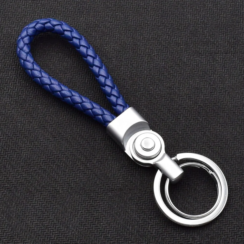 ATOBABI Genuine Leather Weave Rope Key Holder Zinc Alloy Rotatable Key