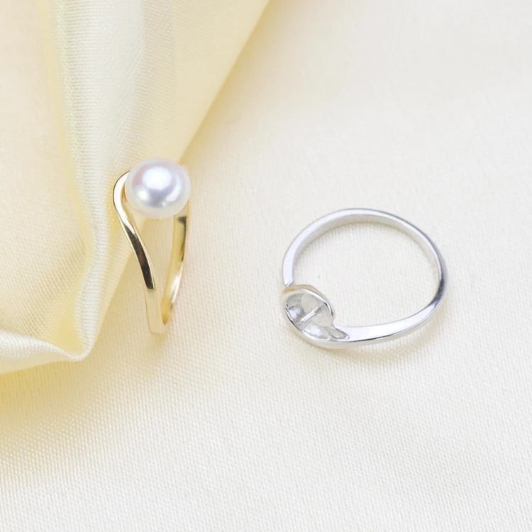 Ring Mount Pearl Accessories Adjustable Size 925 Sterling Silver Ring Jewelry DIY No Pearl