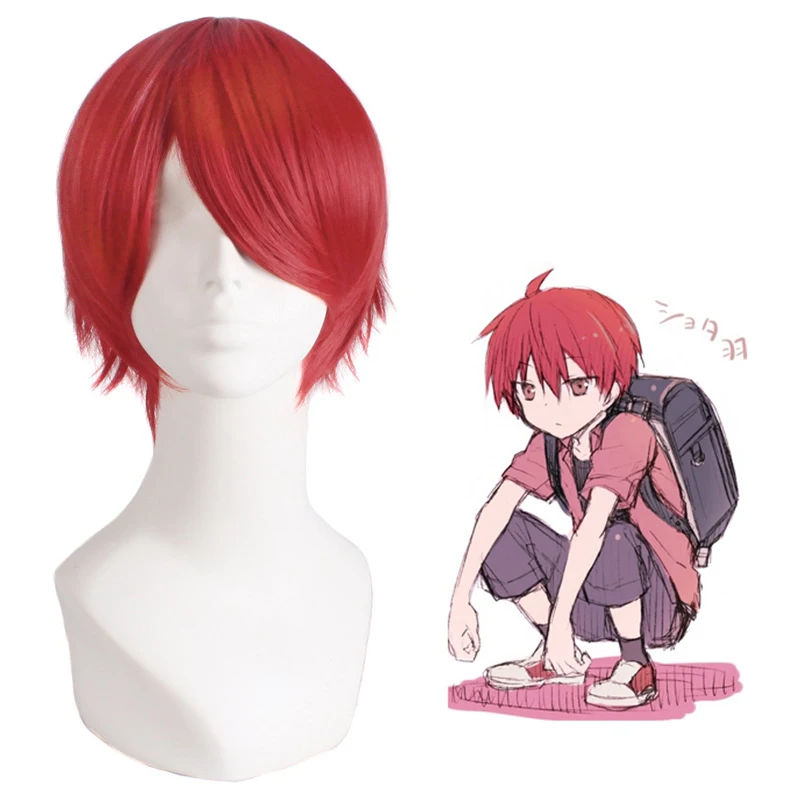 

Assassination Classroom Akabane Karma Anime Game Costume Cosplay Wig 30cm Red Short Wigs Halloween Costumes Men Hair