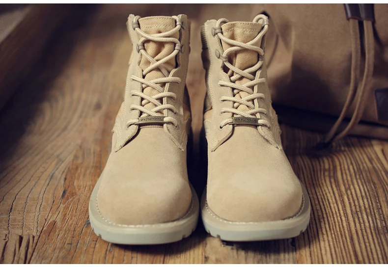 Men's Boots' Mens Ankle Desert Boot Winter Round Toe Ankle Snow Boots Men Shoes Leather Military Boots Men Combat Lace-Up Size 9 (1)