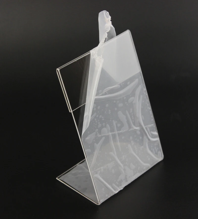 Акриловая T1.3mm Вертикальная прозрачная l-образная пластиковая настольная вывеска, ценник, этикетка, демонстрационная стойка, бумажные рекламные держатели для карт, подставки 20 шт
