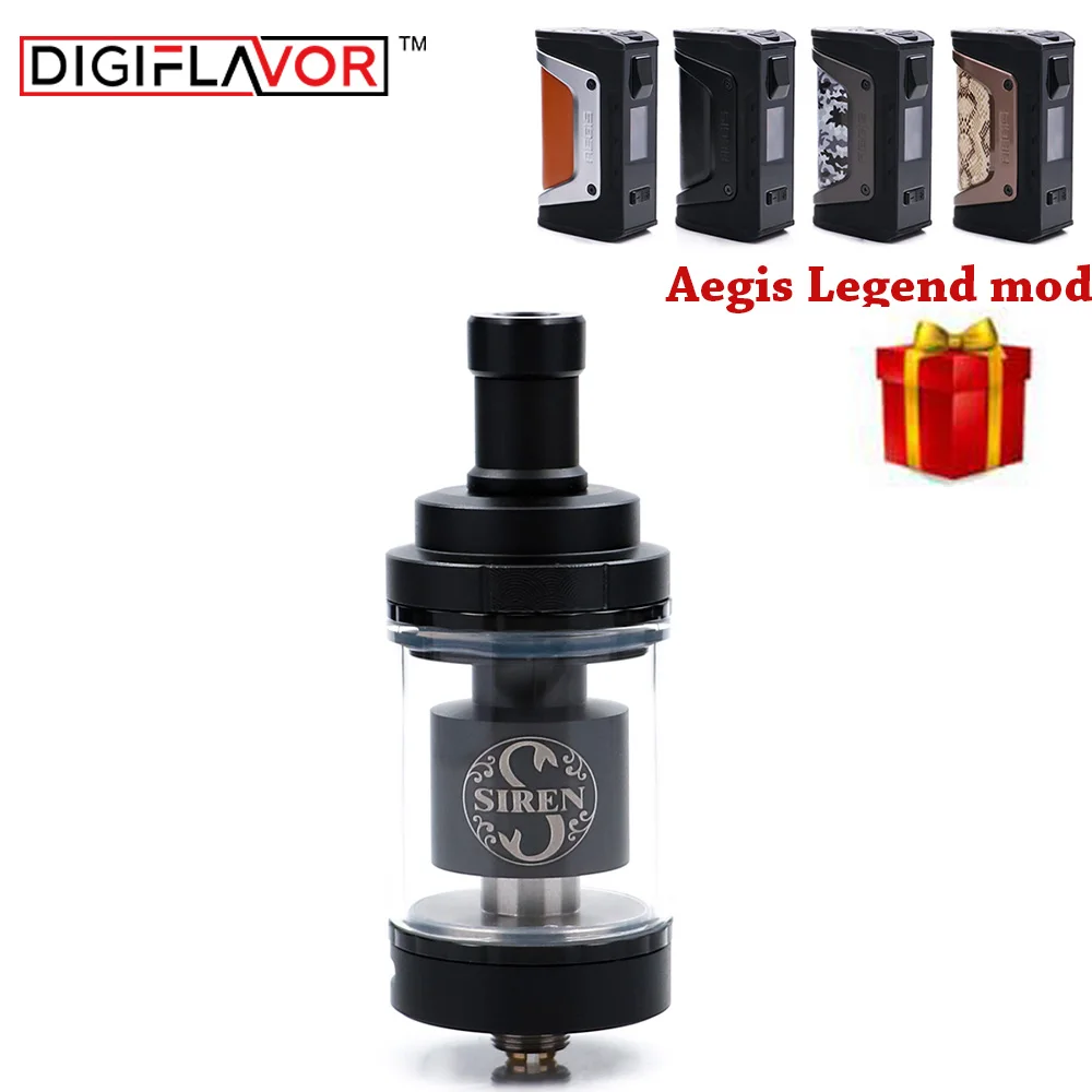 Free gift Digiflavor Siren V2 GTA MTL Tank 24 4.5ml Genisis Atomizer 24mm with Aegis Legend Mod 200W TC Box MOD Siren V2 24mm