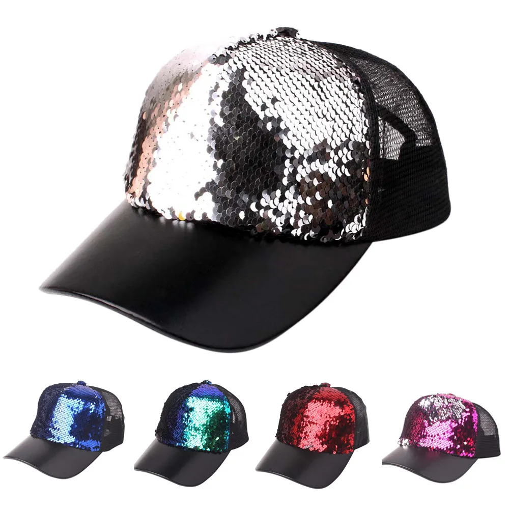 

2019 NEW Hat Brand Unisex Sequins Patchwork Mesh Cap Fashion Baseball Cap Outdoor Net Sun Hat high quality