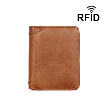 

New Arrival Men Genuine Leather Wallet Vintage yellow Men's purse Cards Holder Crazy Horse Leather men purses Short Men Wallet