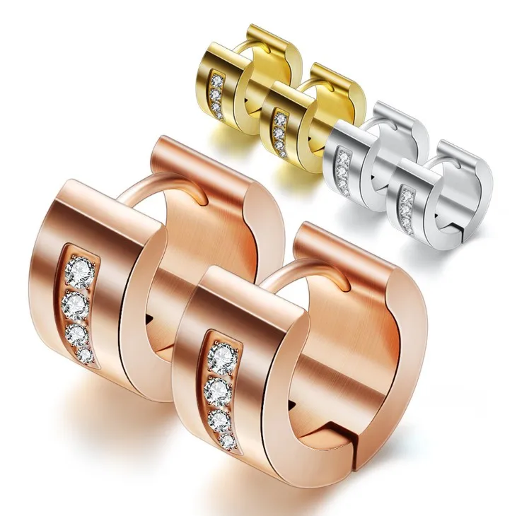 Handmade inlaid zircon 316L Stainless Steel earrings for womens jewelry