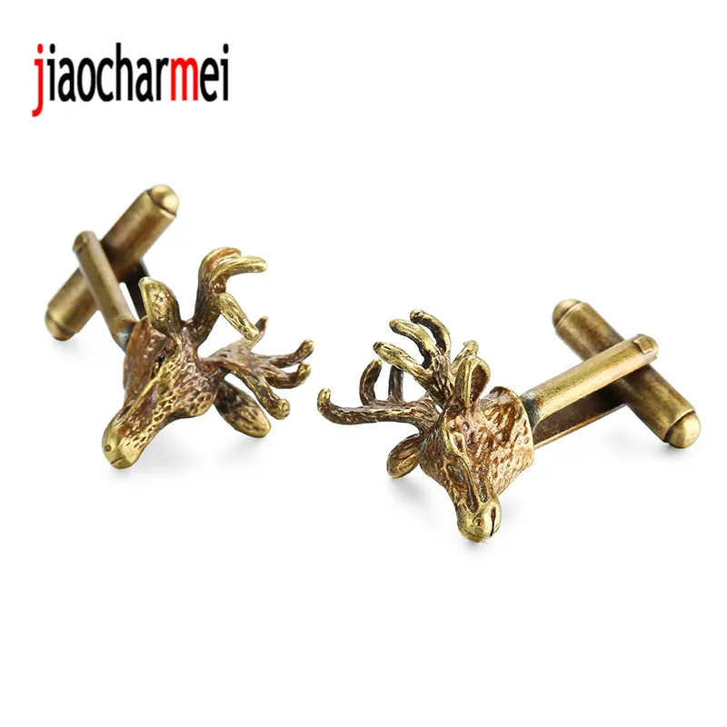 

High quality men's shirts Cufflinks new fashion boutique jewelry gold cufflinks, bronze deer head shape, French shirt accessorie