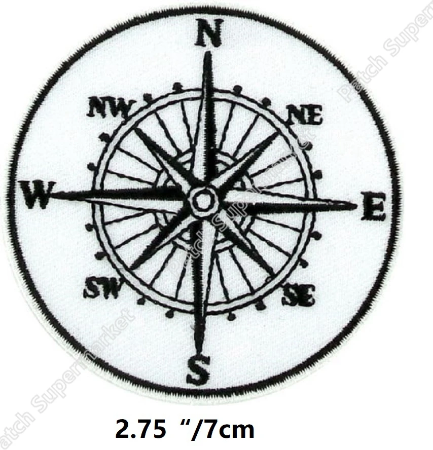 

White Compass Patches VIKINGS VALHALLA IRON ON EMBROIDERED ICELANDIC NORSE RUNE FANCY badge for clothing goth clothes diy