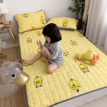 1 Pc Mattress Pad Yellow Color Duck Printed Cartoon Style Bed Pad Singel Queen King Size Kids Mattress