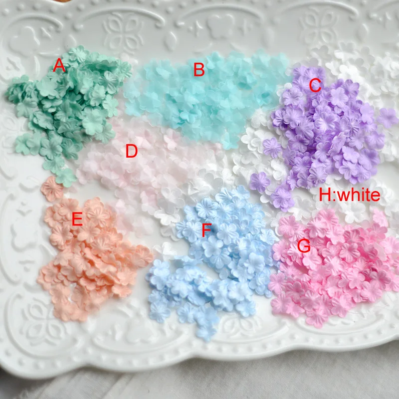 200pcs 0.9 1cm width purple/blue flower petal appliques patches