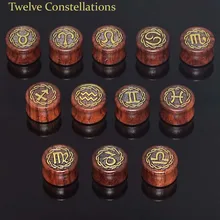 

1Pair Solid Wood Ear Tunnel Ear Plugs 12 Constellation Gauges Body Piercing Expansor Oreja Reamer Size 8mm-20mm