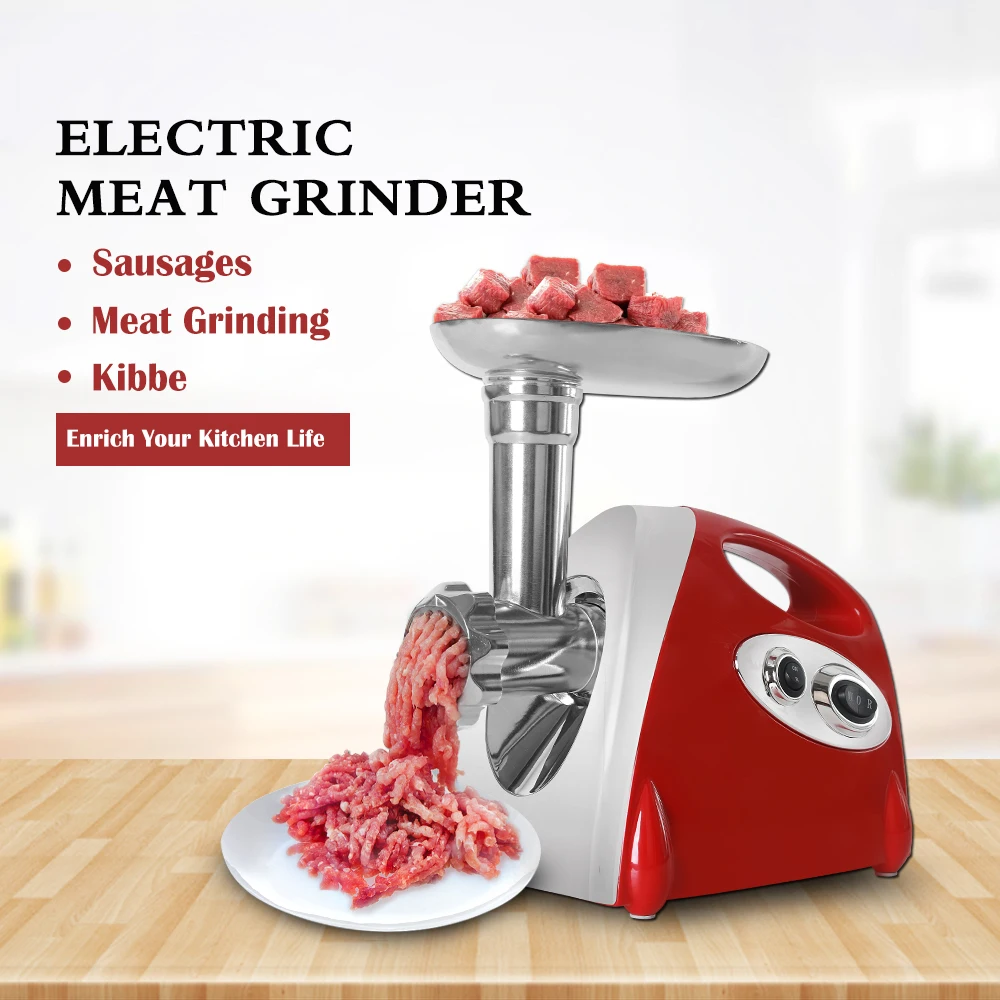 

GZZT Household Electric Meat Grinder Kitchen Chopper Mincing Machine 3 Cutting Plates Sausage Stuffer Plastic+Cast Aluminum