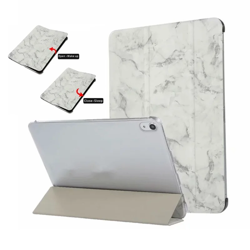 

For iPad Pro 11 Cover Smart Trifold Case PU Leather Hard Back Cover Marble Case For iPad Pro 11 Case + Pen