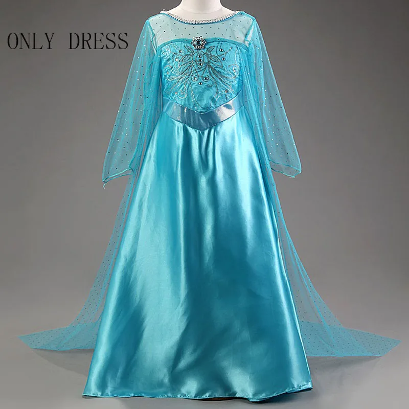 Платье принцессы для девочек; платье Снежной Королевы Эльзы; костюм; детская одежда для костюмированной вечеринки; платья для маленьких детей; fantasia infantis vestido Menina - Цвет: only dress4