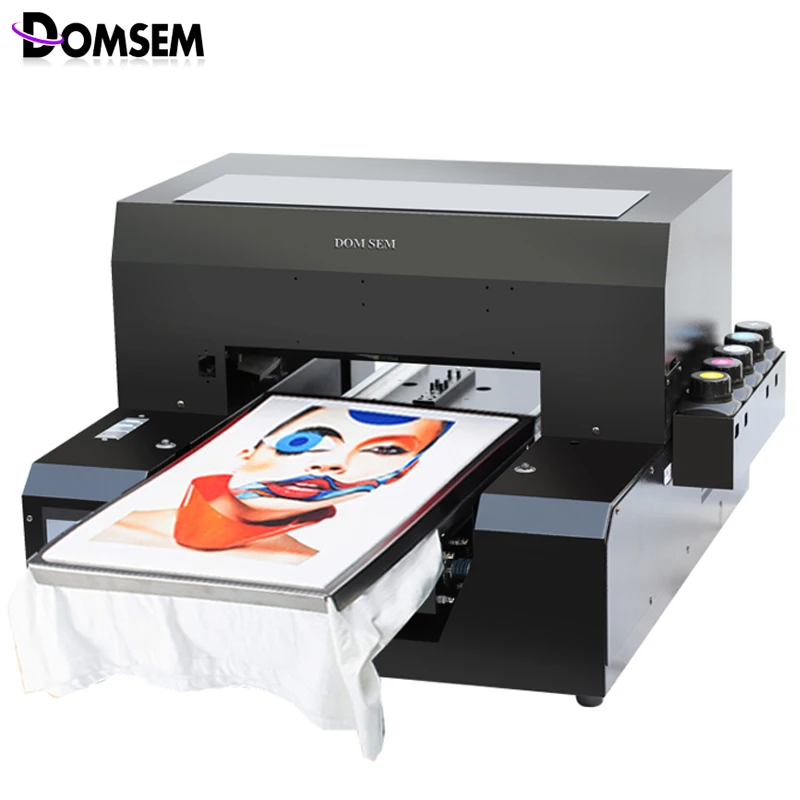 

DOMSEM ClothT-shirt A3 UV Printer Inkjet Flatbed Epson Printer Custom Logo Garment DTG Printing Machine Free With Ink / Tray
