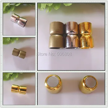 

30pcs Mixed Color Charm Metal Plated Strong Magnetic Clasps For Leather Cord Bracelet Jewelry Findings Hole Sze: 9MM