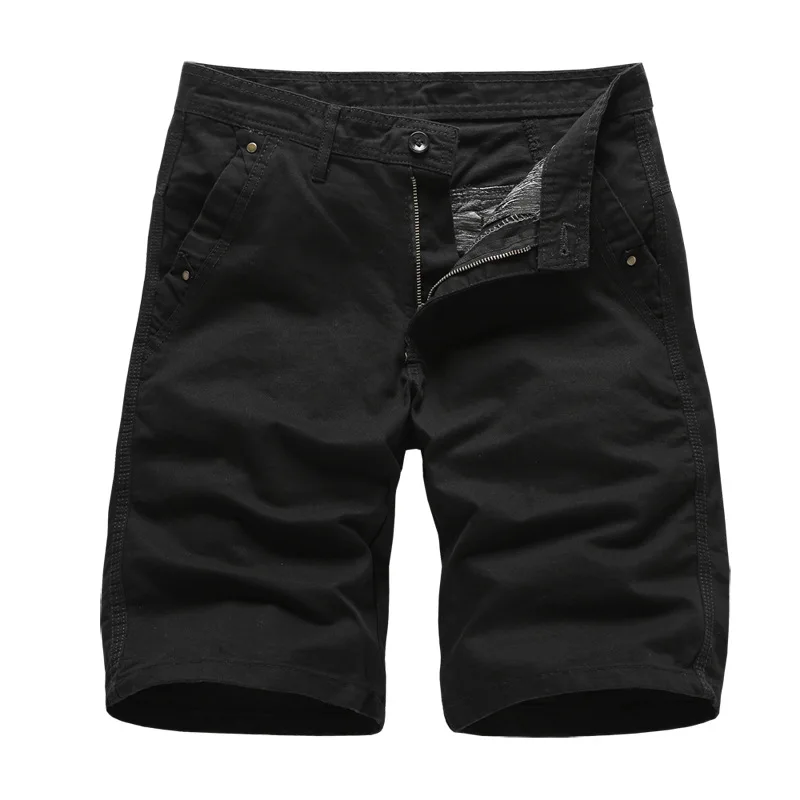 Новые мужские шорты Карго высокого качества черные военные Короткие штаны мужские хлопковые однотонные повседневные пляжные шорты мужские летние шорты - Цвет: Black