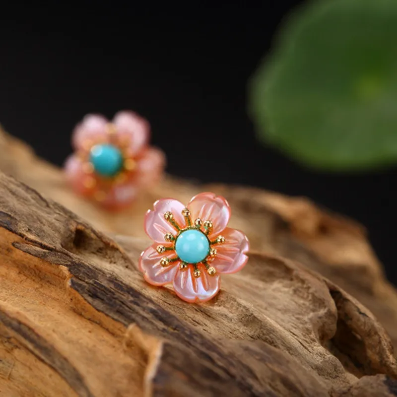 

NOT FAKE S925 Fine Jewelry Earrings 925 Sterling Silver Women Strawberry Quartz stud Handmade Vintage Natural Retro Exquisite