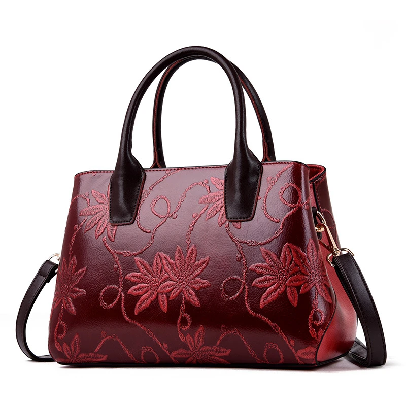 

SGARR Luxury Handbags PU Leather Women Bags Designer Fashion Ladies Shoulder Bag With Flower High Quality Casual Female Tote Bag
