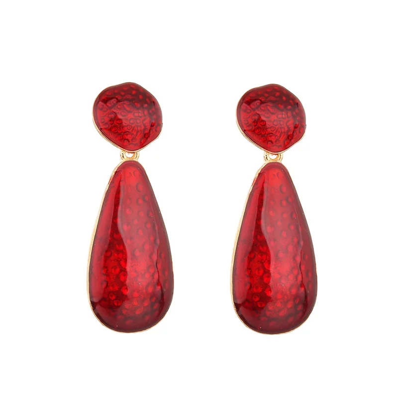 

Fashion New 2019 Stitching Earrings For Women Bohemian Red Resin Drop Hanging Earring Maxi ZA Statement Jewelry Best Gift