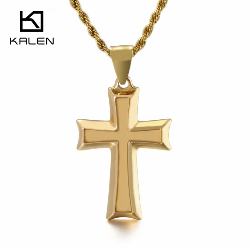Kalen Stainless Steel Gold Cross Chain 