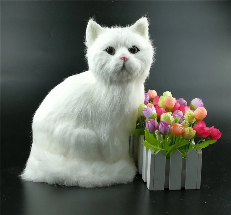 simulation cat plush animal toy realistic cat doll home desktop decoration gift pet kitten model fake cat 27X17X10cm DY80037 (11)