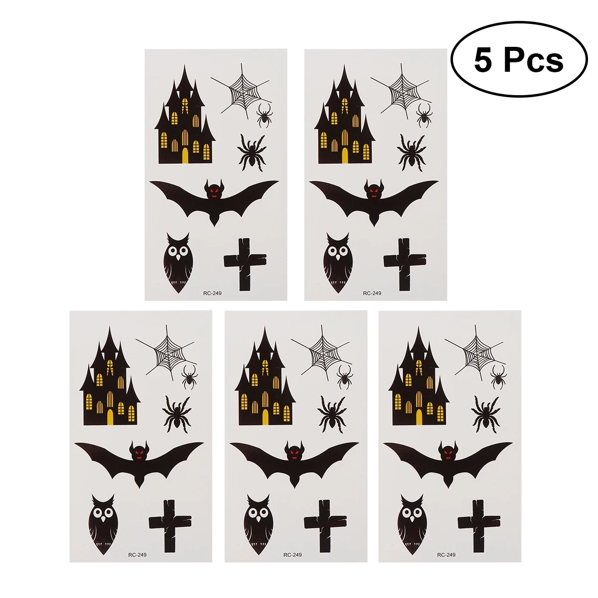 5pcs Halloween Tattoos Stickers Waterproof Body Art Bats Castle Temporary Decals for Adults Kids | Дом и сад